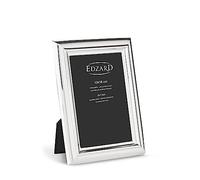 EDZARD Marco de fotos Florenz (foto 13x18 cm) bañado en plata antideslustre | Marco plateado para foto 13x18 cm, trasera de terciopelo, 2 ganchos, de sobremesa y pared, portarretratos