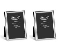 EDZARD Marco de fotos Genua para foto de 6 x 9 cm, plateado, protegido contra el deslustre, pared trasera de terciopelo, portafotos para poner abajo (Paquete de 2)