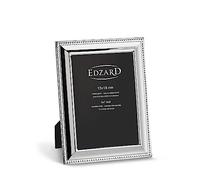 EDZARD Marco de fotos Perla (foto 13x18 cm) bañado en plata antideslustre | Marco plateado para foto 13x18 cm, con borde de perlas, trasera de terciopelo, 2 ganchos, de sobremesa y pared