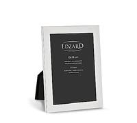 EDZARD Marco de fotos Prato para foto de 13 x 18 cm, plateado, protegido contra el deslustre, pared trasera de terciopelo, incl. 2 colgadores, portafotos para poner abajo o colgar en la pared