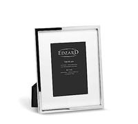 EDZARD Marco de fotos Rivoli para foto de 13 x 18 cm, con paspartú, plateado, protegido contra el deslustre, incl. 2 colgadores, portafotos para poner abajo o colgar en la pared
