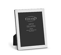 EDZARD Marco de fotos Salerno (foto 15x20 cm) bañado en plata antideslustre | Marco plateado para foto 15x20 cm, trasera de terciopelo, 2 ganchos, de sobremesa y pared, portarretratos