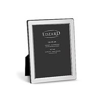 EDZARD Marco de fotos Salerno para foto de 13 x 18 cm, plateado, protegido contra el deslustre, pared trasera de terciopelo, con 2 colgadores, portafotos para poner abajo o colgar en la pared