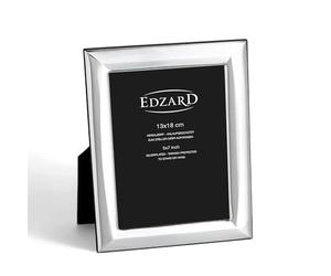 EDZARD Marco de fotos Serino (foto 13x18 cm) bañado en plata antideslustre | Marco plateado para foto 13x18 cm, baño MIRO-SILVER® de plata fina 999/1000, trasera de madera, Made in Italy