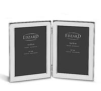 EDZARD Doble marco de fotos Salerno para 2 fotos de 13 x 18 cm vertical, plateado, protegido contra el deslustre, pared trasera de terciopelo, portafotos para poner abajo, formato Portrait