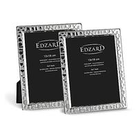 EDZARD Juego de 2 marcos de fotos Pavia para foto de 13x 8 cm, plateado, protegido contra el deslustre, pared trasera de terciopelo, con 2 colgadores, portafotos para poner abajo o colgar en la pared
