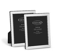 EDZARD Marcos de fotos Salerno set de 2 (13x18 cm) plateados antideslustre | Marcos bañados en plata para fotos de 13x18 cm, trasera de terciopelo, de sobremesa y pared