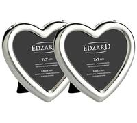 EDZARD Mini marcos corazón set de 2 (7x7 cm) bañados en plata antideslustre