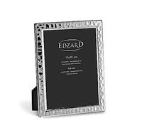Edzard Pavia Marco de fotos elegante chapado en plata, resistente al deslustre, 2 ganchos, aspecto de martillo, marco de fotos, marco plateado en formato vertical y horizontal, 15 x 20 cm