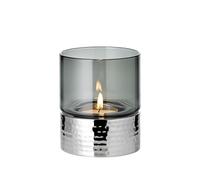 EDZARD Portavelas Cosmo (altura 13 cm), cristal oscuro, martillado, acero inoxidable pulido, perfecto para velas de té maxi