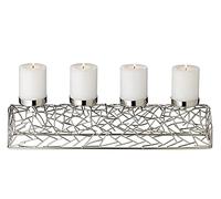 EDZARD Portavelas de adviento Milano, Acero Inoxidable niquelado, Color Plata, diseño de Rama, Largo 44 cm, para Velas de 6 cm de diámetro