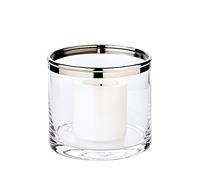 EDZARD Portavelas Molly, Cristal soplado con Borde de Platino, Altura 10 cm, diámetro 11 cm