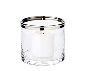EDZARD Portavelas Molly, Cristal soplado con Borde de Platino, Altura 10 cm, diámetro 11 cm