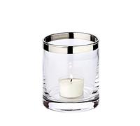 EDZARD Portavelas Molly, Cristal soplado con Borde de Platino, Altura 10 cm, diámetro 8,5 cm
