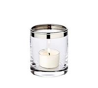 EDZARD Portavelas Molly, Cristal soplado con Borde de Platino, Altura 8 cm, diámetro 7 cm