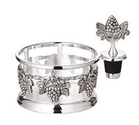 EDZARD Posavasos con Uvas, con tapón de Botella, Plateado, diámetro 9 cm, Altura 10 cm