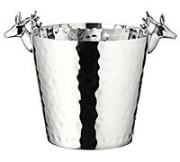 EDZARD Refrigerador de botellas "Enit" con mangos de cabeza de venado, acero inoxidable niquelado, 20 cm de diámetro, altura 22 cm