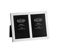 EDZARD Salerno - Marco de fotos doble para fotos (10 x 15 cm, chapado en plata, antideslustramiento, con parte trasera de terciopelo, orientación vertical), color plateado