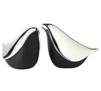 EDZARD Salero y pimentero Palomas, plateados, protegidos contra el deslustre, parcialmente negro, altura 6 cm