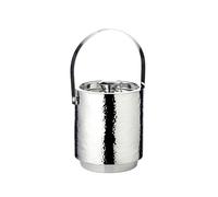 EDZARD Seattle - Cubitera para hielo (altura 16 cm, con tapa, inserto y pinzas para hielo, acero inoxidable finamente martillado)