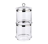 EDZARD Tarro de cristal de dos pisos Lia (altura 29 cm, diámetro 14 cm), cristal soplado artesanalmente con borde de platino, tarro para caramelos, galletas, tarro de almacenamiento