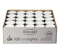 EDZARD Tealights - Velas de té (100 unidades, carcasa de aluminio, sin aroma), color blanco