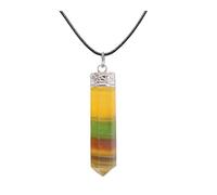 EDZZEL Colgante de 6 caras de fluorita natural con bolsa de terciopelo (1 unidad), Multi Flourite, Multi Flourita