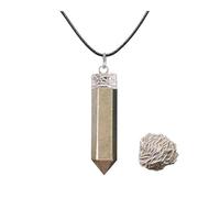 EDZZEL Colgante de pirita dorada natural de 6 lados con 1 selenita rosa del desierto, Golden Pyrite With Rose Desert Selenite, Pirita dorada con selenita rosa del desierto