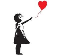 EE Vinilo Adhesivo para Pared, diseño de Chica con corazón y Globo, 56 x 29 cm