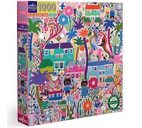 eeBoo 1000 Piezas Ciudad Colores con Gatos-Rompecabezas de cartón Reciclado-Puzzle para Adultos PZTCTO, Rosa