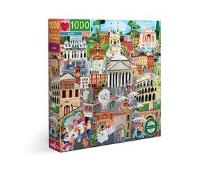 eeBoo - Cartón Reciclado para Adulto, 1000 Piezas sobre la Ciudad de Roma en Italia, tamaño: 58,4 x 58,4 cm, PZTROM, Multicolor