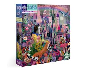 eeBoo Cat and The Castle 1000 Piezas en Un Gato y Un Castillo con Detalles fascinantes-Puzle de Cartón Reycle-PZTCAC