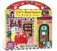 eeBoo: Libro de calcomanías de apartamento de gatos, más de 200 calcomanías con temática de animales, 3 tamaños: pequeño-grande-muy grande, asa de transporte, juego de artes y manualidades, niños de 3