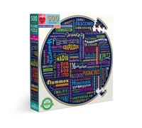 eeBoo: Piece and Love 500 100 Great Words Piece Round Circle Jigsaw Puzzle Rompecabezas para adultos y familias Piezas brillantes y resistentes y