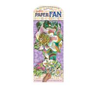 eeBoo Piece & Love: Asta's Flower - Abanico de papel de 15 pulgadas para adultos, diseño floral vibrante, estampado de aluminio, ventilador de arte portátil ligero, bordes de forma única