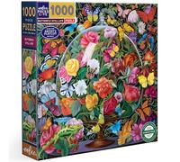 eeBoo Piece & Love: Butterfly Still Life - Rompecabezas de 1000 Piezas - Rompecabezas Cuadrado de 23 Pulgadas para Adultos, Escena de Bola de Cristal Floral, Brillante y sin Polvo, ecológico