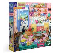 eeBoo Piece & Love: Pink Kitchen - Rompecabezas de 1000 piezas - Rompecabezas cuadrado para adultos de 23 x 23 pulgadas. Incluye inserto de refer