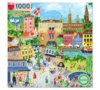eeBoo- Puzzle Dinamarca Rompecabezas de 1000 Piezas de cartón Reciclado para Adultos, recorre la Ciudad de Copenhague, Multicolor, 1 (0689196510878)