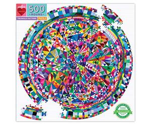 eeBoo- Rompecabezas Redondo 500 Piezas triángulo patrón Puzzle Adultos de cartón reciclado-58,5 cm de diámetro, Multicolor, 1 EA (0689196510786)