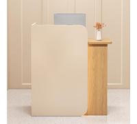EECVKKY Mostrador Recepción de Madera con Cajones y Armario, Mostradores para Tiendas, Oficina, Salones y Hoteles Beige + Madera Natural - Derecha 60 × 45 × 100 cm
