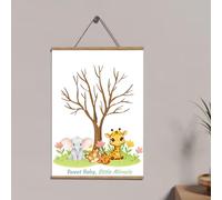 Eedama Decor Árbol de huellas Baby Shower Lámina A4 Sweet Baby Little Miracle - Árbol de Huellas + 2 Tintas Aleatorias | Papel 300 g | Baby Shower, Bautizo, Nacimiento