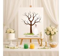 Eedama Decor Arbol de huellas comunión | lámina A3 diferentes modelos | Árbol huellas dactilar | Alternativa libro de firmas Primera Comunión | Pack con tintas incluidas (niña pelirroja)