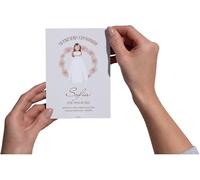 Eedama Decor Invitación comunión niña | Pack de 16 invitaciones comunión niña diferentes opciones | Pack invitación 16 24 o 32 unidades | Invitación primera comunión personalizable (pelirroja)