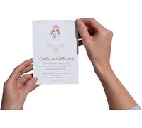 Eedama Decor Invitación comunión niña | Pack de 16 invitaciones comunión niña diferentes opciones | Pack invitación 16 24 o 32 unidades | Invitación primera comunión personalizable (rubia pelo largo)