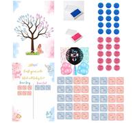 Eedama Decor Pack Gender Reveal con árbol de huellas A3 y juego de votación | Adhesivos Team Boy & Team Girl incluidos | Super pack con globo revelación de género (Super Pack Gender reveal)