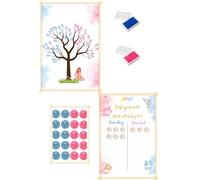 Eedama Decor pack gender reveal| Juego de votación revelación de género| árbol de huellas recuerdo gender reveal| pack adhesivas team boy team girl| recuerdo eventos fiesta del bebé| será niño o niña