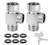 EEEKit 2 unidades de 3 vías válvula de conmutación de 1/2 pulgadas (G1/2) de latón en T distribuidor con 6 juntas, válvula de cierre con rosca interior y exterior para ducha, inodoro, lavadora, bidé