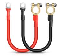 EEEKit 2PCS 3AWG 30cm 25mm² Cable de batería de automóvil 12V-24V Conectores de Terminal de batería Terminales de Anillo Rojo Negro SC35-10 Alambre de Cobre Automotriz Camión Motocicleta
