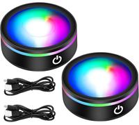 EEEKit Base de Luz LED, Juego de 2 Soportes Multicolor, Expositor Cristales con Cambio Color para Arte en Vidrio 3D