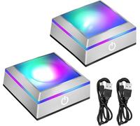 EEEKit Base LED para Cristales, 2 Paquete Soportes Cuadrados con 6 Colores para Arte en Cristal 3D Plana Base Cóncava